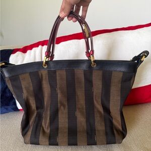 Fendi Black and Tan Leather Tote